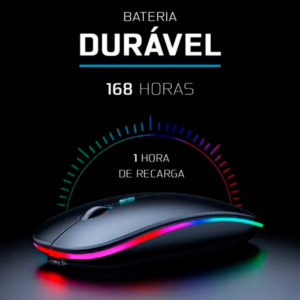 Mouse Recarregável Sem Fio Wireless 2.4ghz Led